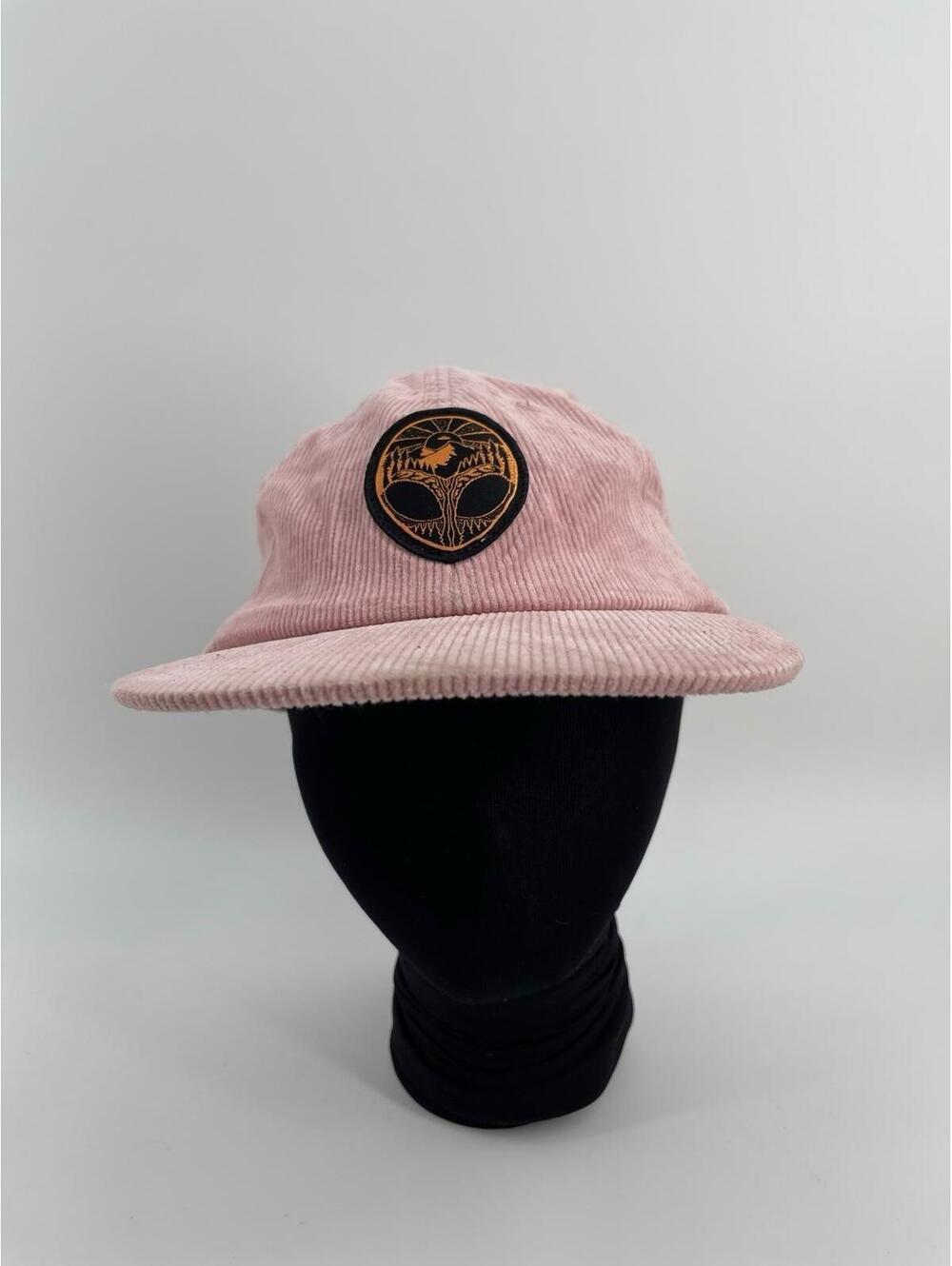 Rare Atomicchild Corduroy Pink Strapback Hat Mountain Martian Patch Cap